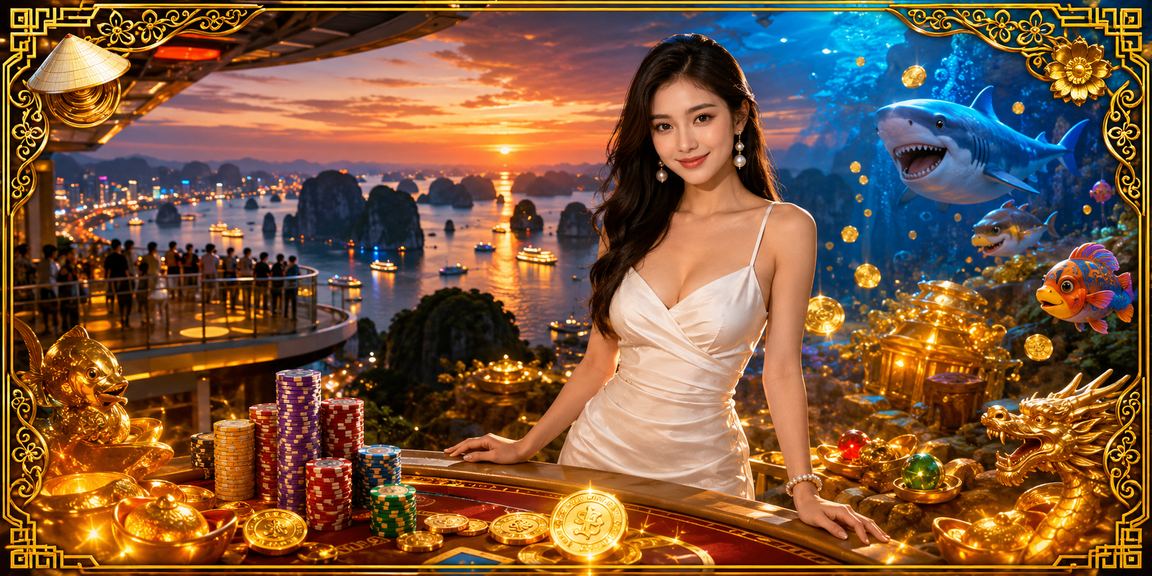 Người dùng tại vịnh Hạ Long trải nghiệm ứng dụng casino trên điện thoại Android